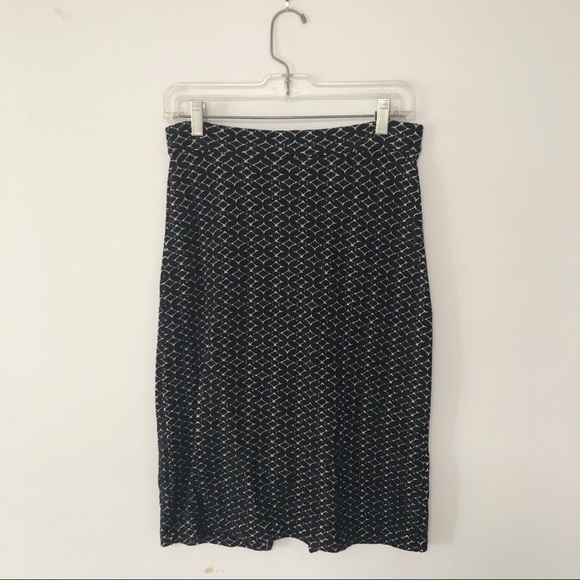Anthropologie Maeve black knit pencil skirt with white diamond pattern - Picture 2 of 7